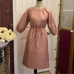 Hadas Chic Quilted Long Sleeve Dress in Rose, XS